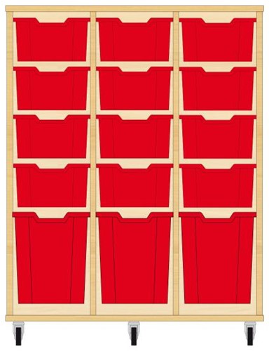 Storix Materiaalkast 52 wit, B1050xH1200xD465 - laden rood