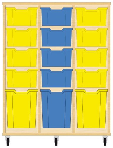Storix Materiaalkast 52 wit, B1050xH1200xD465 - laden geel-blauw-geel