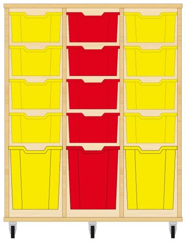 Storix Materiaalkast 52 wit, B1050xH1200xD465 - laden geel-rood-geel