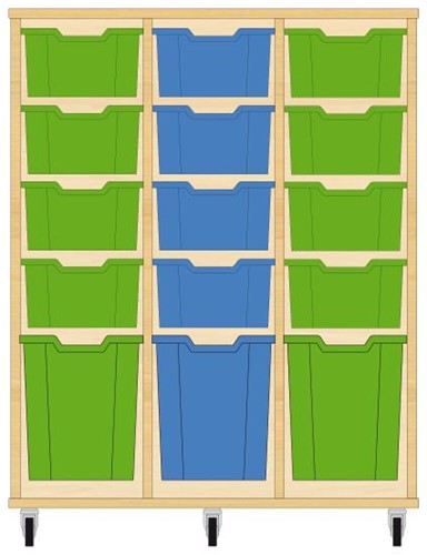 Storix Materiaalkast 52 wit, B1050xH1200xD465 - laden groen-blauw-groen