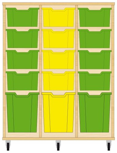 Storix Materiaalkast 52 wit, B1050xH1200xD465 - laden groen-geel-groen