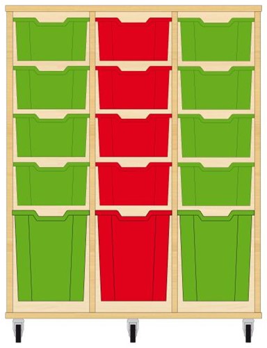 Storix Materiaalkast 52 wit, B1050xH1200xD465 - laden groen-rood-groen