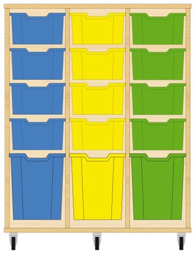 Storix Materiaalkast 52 wit, B1050xH1200xD465 - laden blauw-geel-groen