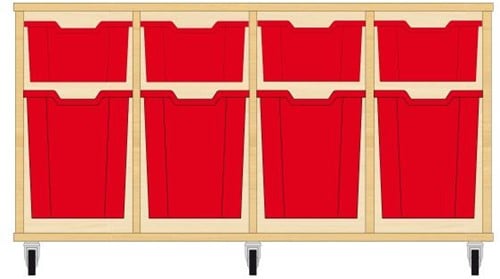 Storix Materiaalkast 52 wit, B1390xH684xD465 - laden rood