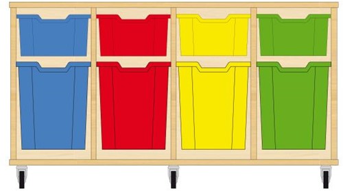 Storix Materiaalkast 52 wit, B1390xH684xD465 - laden blauw-rood-geel-groen