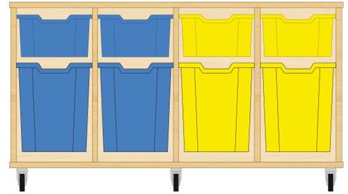 Storix Materiaalkast 52 wit, B1390xH684xD465 - laden blauw-blauw-geel-geel