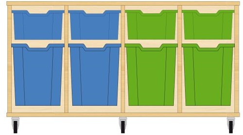 Storix Materiaalkast 52 wit, B1390xH684xD465 - laden blauw-blauw-groen-groen