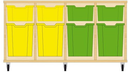 Storix Materiaalkast 52 wit, B1390xH684xD465 - laden geel-geel-groen-groen