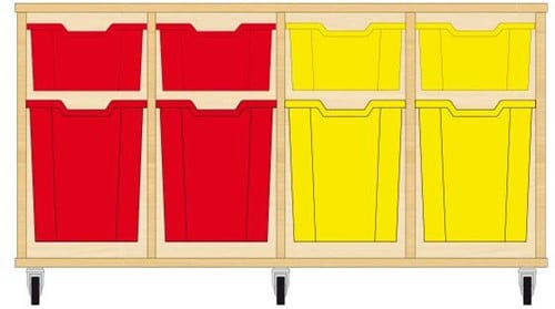 Storix Materiaalkast 52 wit, B1390xH684xD465 - laden rood-rood-geel-geel
