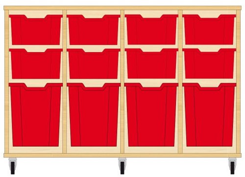 Storix Materiaalkast 52 wit, B1390xH856xD465 - laden rood