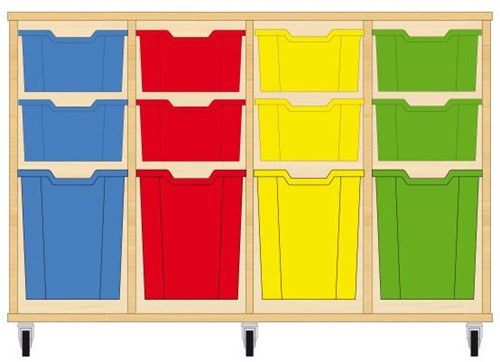 Storix Materiaalkast 52 wit, B1390xH856xD465 - laden blauw-rood-geel-groen