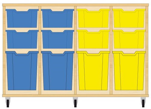 Storix Materiaalkast 52 wit, B1390xH856xD465 - laden blauw-blauw-geel-geel