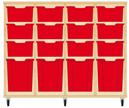 Storix Materiaalkast 52 wit, B1390xH1028xD465 - laden rood