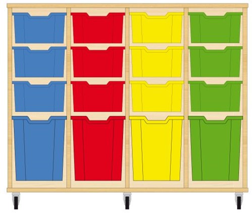 Storix Materiaalkast 52 wit, B1390xH1028xD465 - laden blauw-rood-geel-groen