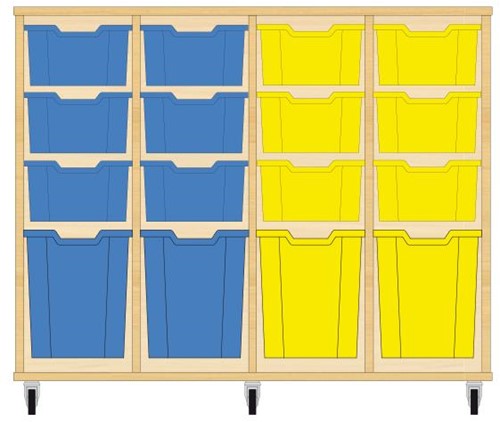 Storix Materiaalkast 52 wit, B1390xH1028xD465 - laden blauw-blauw-geel-geel