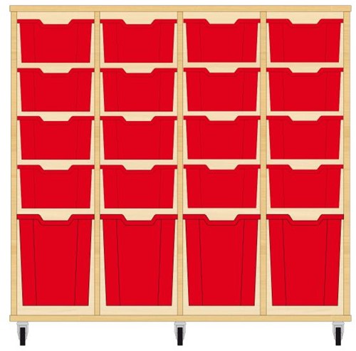 Storix Materiaalkast 52 wit, B1390xH1200xD465 - laden rood