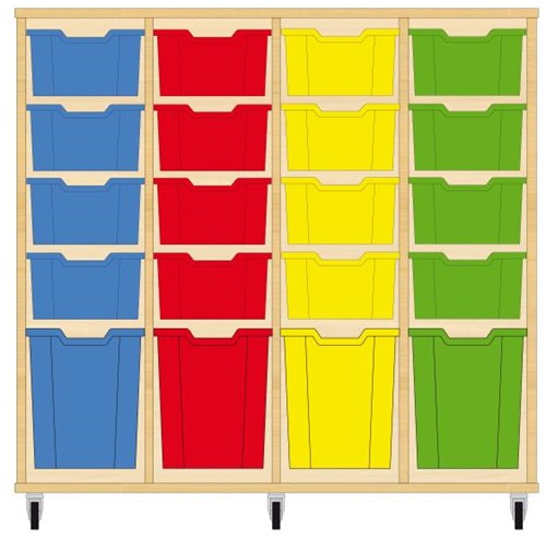 Storix Materiaalkast 52 wit, B1390xH1200xD465 - laden blauw-rood-geel-groen