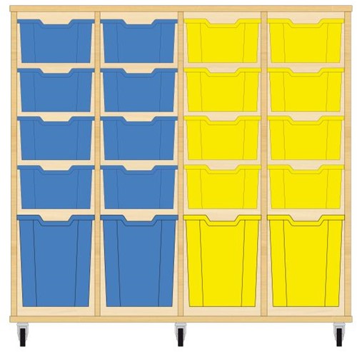 Storix Materiaalkast 52 wit, B1390xH1200xD465 - laden blauw-blauw-geel-geel