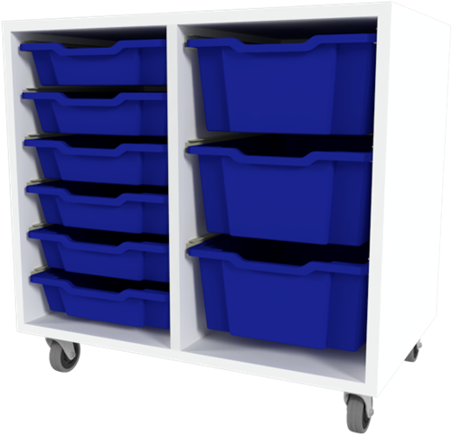 Storix Materiaalkast 71 wit, B710xH684xD465 - laden blauw