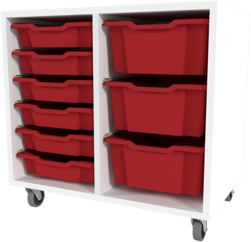 Storix Materiaalkast 71 wit, B710xH684xD465 - laden rood