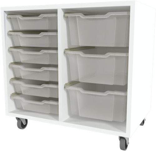Storix Materiaalkast 71 wit. B710xH684xD465 - laden transparant