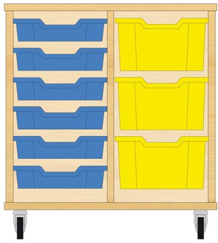 Storix Materiaalkast 71 wit, B710xH684xD465 - laden blauw-geel