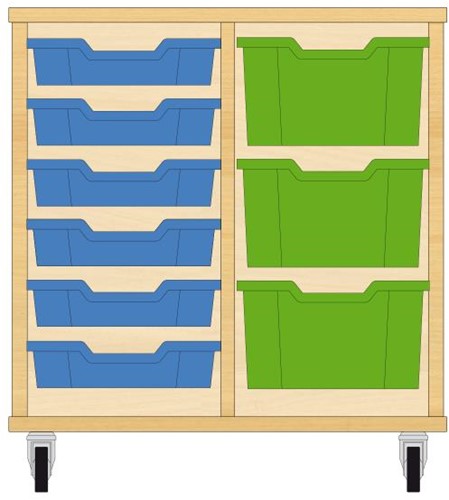 Storix Materiaalkast 71 wit, B710xH684xD465 - laden blauw-groen