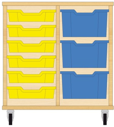 Storix Materiaalkast 71 wit, B710xH684xD465 - laden geel-blauw