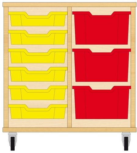 Storix Materiaalkast 71 wit, B710xH684xD465 - laden geel-rood