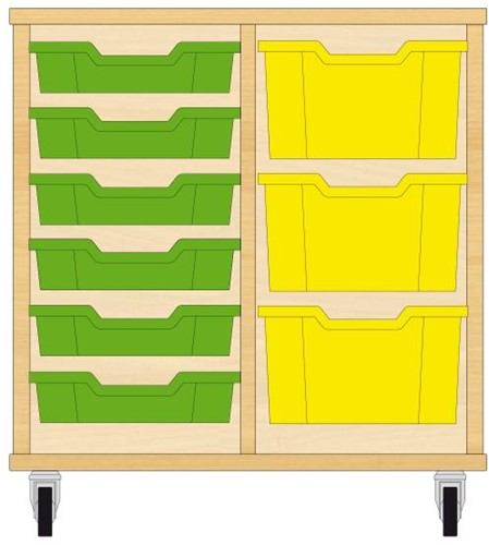 Storix Materiaalkast 71 wit, B710xH684xD465 - laden groen-geel