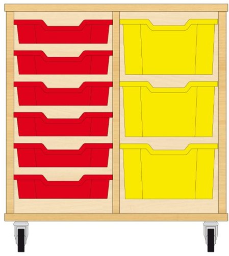 Storix Materiaalkast 71 wit, B710xH684xD465 - laden rood-geel