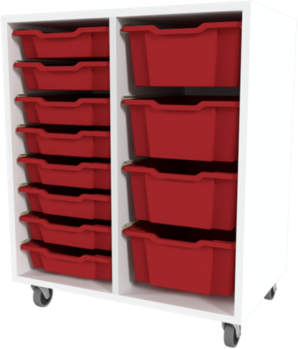 Storix Materiaalkast 71 wit, B710xH856xD465 - laden rood