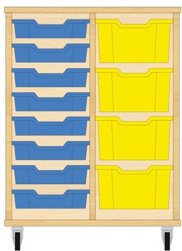 Storix Materiaalkast 71 wit, B710xH856xD465 - laden blauw-geel