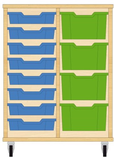 Storix Materiaalkast 71 wit, B710xH856xD465 - laden blauw-groen