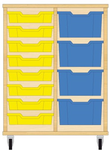 Storix Materiaalkast 71 wit, B710xH856xD465 - laden geel-blauw