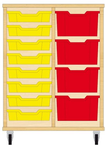 Storix Materiaalkast 71 wit, B710xH856xD465 - laden geel-rood