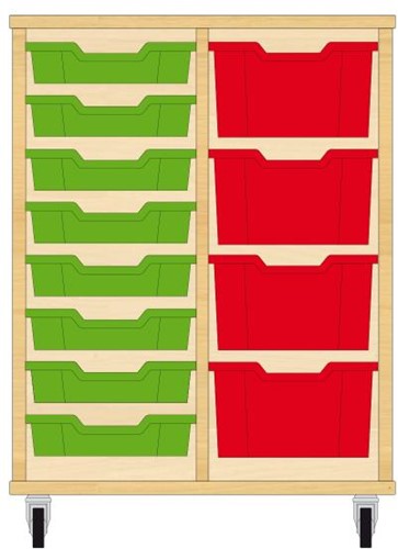 Storix Materiaalkast 71 wit, B710xH856xD465 - laden groen-rood