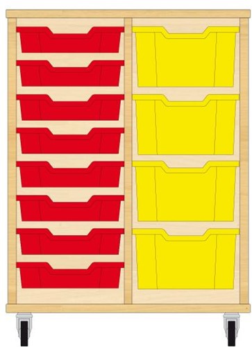 Storix Materiaalkast 71 wit, B710xH856xD465 - laden rood-geel