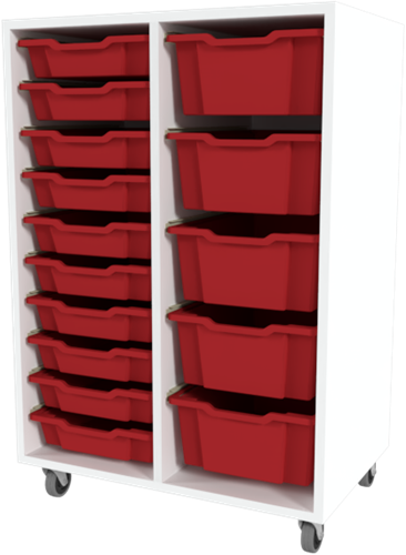 Storix Materiaalkast 71 wit, B710xH1028xD465 - laden rood