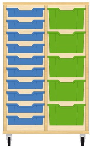 Storix Materiaalkast 71 wit, B710xH1028xD465 - laden blauw-groen