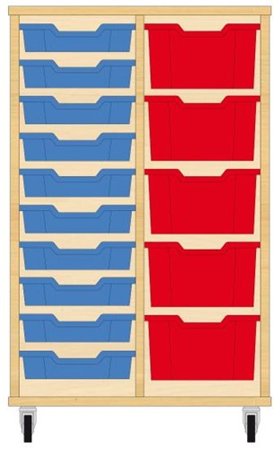 Storix Materiaalkast 71 wit, B710xH1028xD465 - laden blauw-rood