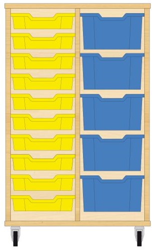 Storix Materiaalkast 71 wit, B710xH1028xD465 - laden geel-blauw