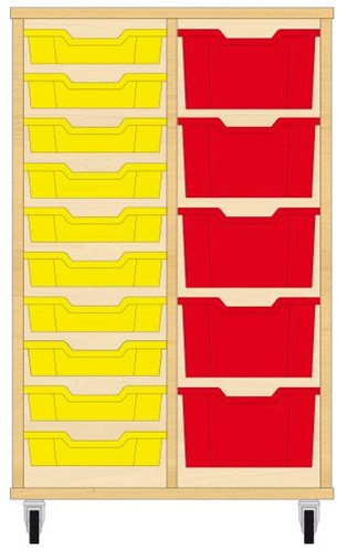 Storix Materiaalkast 71 wit, B710xH1028xD465 - laden geel-rood