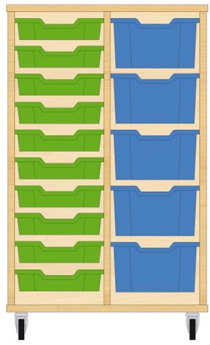 Storix Materiaalkast 71 wit, B710xH1028xD465 - laden groen-blauw