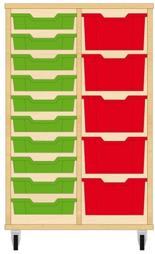 Storix Materiaalkast 71 wit, B710xH1028xD465 - laden groen-rood