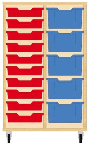 Storix Materiaalkast 71 wit, B710xH1028xD465 - laden rood-blauw