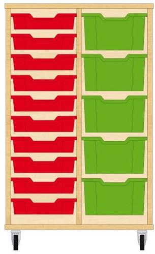 Storix Materiaalkast 71 wit, B710xH1028xD465 - laden rood-groen