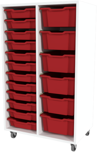 Storix Materiaalkast 71 wit, B710xH1200xD465 - laden rood