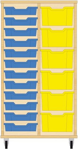 Storix Materiaalkast 71 wit, B710xH1200xD465 - laden blauw-geel