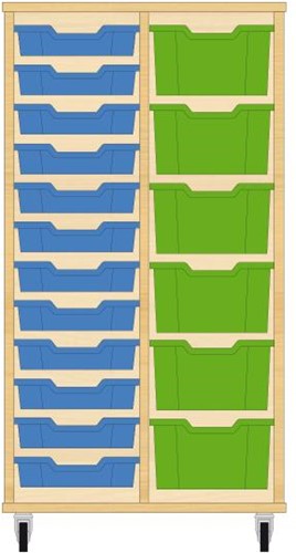 Storix Materiaalkast 71 wit, B710xH1200xD465 - laden blauw-groen